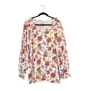 Talbots Floral Long Sleeve Cotton Blouse Plus Size 3X